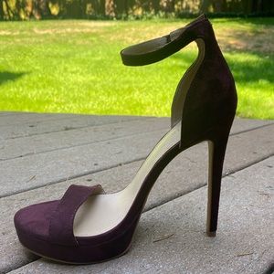 Faux Suede Single Strap Heels